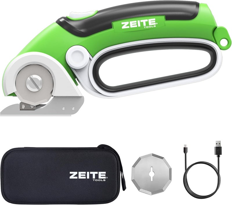 zeite 4V Cardboard Box Cutter,Cordless Electric Scissors,Max Cutting 1/4",Ideal for Cardboard,Thin Carpet & Plastic Recycling,Easy to Hold and Safe,Green - Image 1